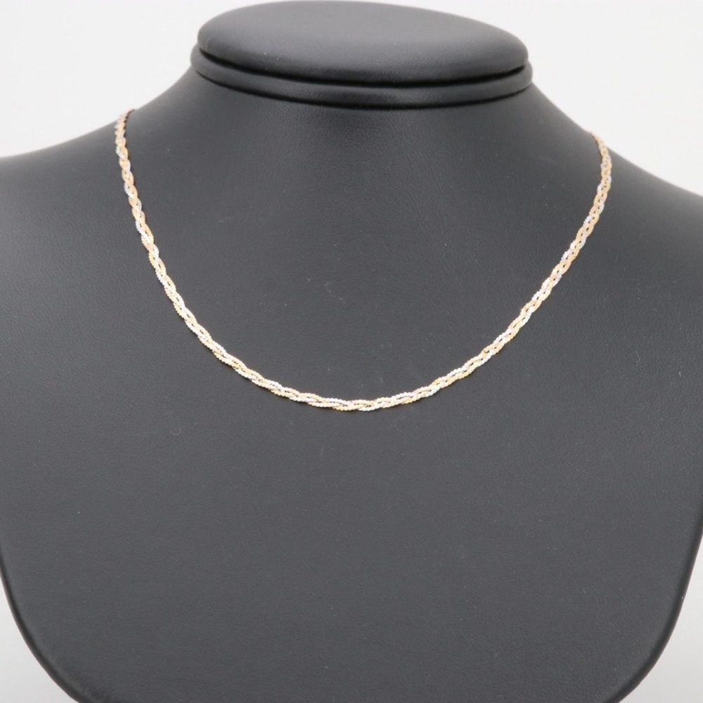 14k tri-color gold braided necklace